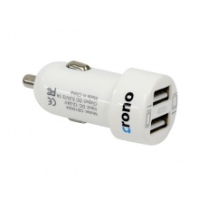 CRONO univerzální USB auto nabíječka, 2x USB, 2400 mA, bílá CRONO univerzální USB auto nabíječka, 2x USB, 2400 mA, bílá