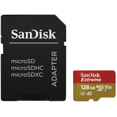 SanDisk micro SDXC karta 128GB Extreme Action Cams and Drones (190 MB/s Class 10, UHS-I U3 V30) + adaptér SanDisk micro SDXC karta 128GB Extreme Action Cams and Drones (190 MB/s Class 10, UHS-I U3 V30) + adaptér