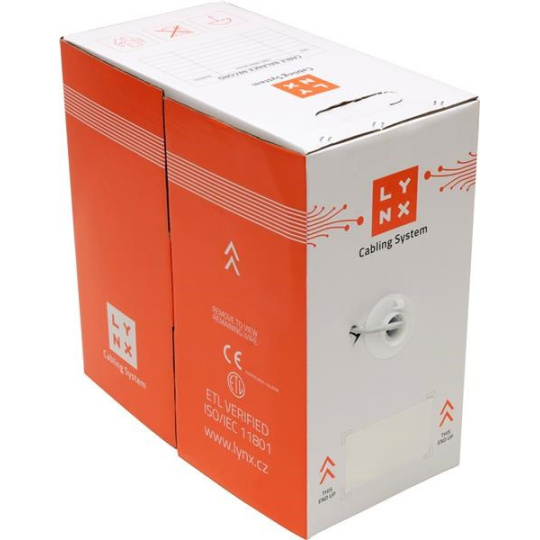 FTP kabel LYNX, Cat5E, drát, LS0H, DCa, šedý, 305m